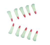 GALPADA 10 Uñas Postizas de Bruja Luminosas para Halloween, de Plástico Rojo, Que Brillan Oscuridad, Cómodas para Disfraz y Decoración Espeluznante