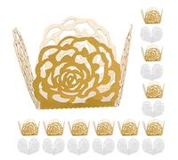 GALPADA 100 Mini Moldes de Papel para Moldes de Muffins Diseño de Encaje de Rosas, Uso Versátil y Fácil Montaje para Celebración y Mesa de Postres