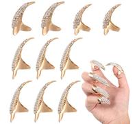 GALPADA 10piezas Anillos Dedo Góticos Unids Uñas Postizas Decoración Cosplay Dorado