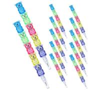 GALPADA 12 Lápices Apilables de Plástico con Forma de Oso, Herramienta Didáctica Tamaño Flexible Adecuado para Adorno de Escritorio y Estuche