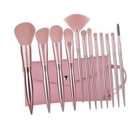 GALPADA 12 piezas Kit de Pinceles de Maquillaje Electrochapados Rosa Dorado Brochas de Polvo para Mujer con Mango de Plástico Set Profesional de Cosméticos con Estuche