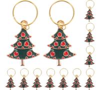 GALPADA 12 Piezas Marcadores para Copas de Vino Navideños de Aleación, | Patrón Xmas Colorido, Reutilizables y Lavables, para Bodas y Fraternidades