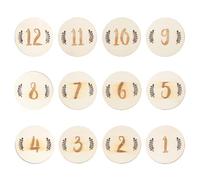 GALPADA 12 Tarjetas Mensuales para Bebés Diseño Creativo de Hojas en Plástico Beige, Accesorio Adorable para Fotografía de Cumpleaños y Shower