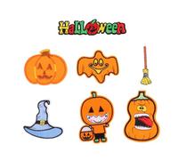 GALPADA 14 Parches Bordados de Calabaza y Calavera para Halloween en Tela No Tejida de Poliéster, Apliques Termoadhesivos para Decoración y Manualidades
