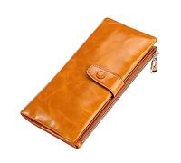 GALPADA 1pieza Cartera Larga Antirrobo De Cuero Verdadero para Mujer Múltiples Ranuras para Tarjetas y Compartimento Cierre Color Naranja para Viajes y Reuniones