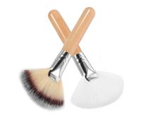 GALPADA 2 Brochas Para Polvos Sueltos Brochas De Maquillaje Esponjosas En Forma De Abanico Brochas Para Maquillaje Facial Resaltadoras Brochas Suaves Para Difuminar Brochas