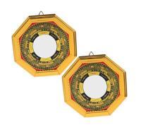 GALPADA 2 Espejos Bagua de Aleación Convexos para Feng Shui, Diseño Artístico Taiji, Protección y Suerte para Hogar y Oficinas, Accesorios Colgantes Versátiles