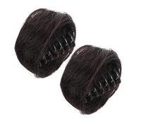 GALPADA 2 Moños Postizos para Mujer Pinza de Garra Moño Postizo Marrón y Negro para Recogidos Voluminosos Accesorio para Bodas Fiestas y Uso Diario