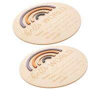 GALPADA 2 Pcs Letreros de Madera Arcoíris para Anunciar Nacimiento Ñiño, Letreros Redondos Nombre para Fotos y Baby Shower Color Aleatorio