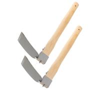 GALPADA 2 Piezas Azada de Jardinería Pequeña de Acero y Madera, 15 Pulgadas, Herramienta Manual para Plantar y Deshierbar, para Jardinería y Cultivo de Flores