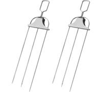 GALPADA 2 Piezas Brocheta de Asador de Acero Inoxidable Diseño Ergonómico | Compatible Varilla para Asar la Parrilla, Sujeción Segura, para Verduras y Malvaviscos, Color Plata