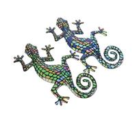 GALPADA 2 Piezas de Gecko de Metal para Colgar Pared Decoración Artística para Jardín y Hogar Adorno Colorido de Hierro Resistente Adecuado para Exteriores E Interiores Decoración de
