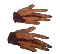 GALPADA 2 Piezas Decoraciones Halloween Manos Postizas Sangrientas Realistas Prop Réplica Extremidad Cortada para Casas Embrujadas y Disfraces Zombie