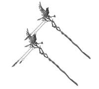 GALPADA 2 Piezas Hair Sticks With Tassel Crow Design Handmade Chinese Alloy Hairpin For Women Lightweight Retro Hair Accessory For Weddings And Festivals