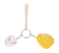 GALPADA 2 Piezas Llavero de Softbol, Llavero de Béisbol, Amarillo, Piel Sintética y Madera, para Colgar en Bolsas, Obsequio de Cumpleaños y Festival