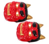 GALPADA 2 Piezas Máscara de Disfraz Japonesa Hannya Roja de Plástico Cuernos, Resistente y Fácil de Limpiar, Adecuado para Cosplay y Decoración en Sushi Bar o Oficina