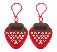 GALPADA 2 Piezas Mini Calculadora Portátil de Bolsillo con Diseño de Fresa Roja, Material Abs, Llavero Práctico para Estudiantes y Útiles Escolares