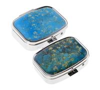 GALPADA 2 Piezas Pastillero Metálico Portátil de Bolsillo Pastillero para Viaje Organizador de Pastillas de Farmacia con Compartimentos para Mujer Contenedor de Medicamentos