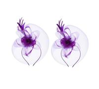 GALPADA 2 Tocados De Malla Floral Para Fiesta Para Mujer Boda Novia Velo De Novia Tocado De Graduación Elegantes Pinzas De Y Flores Para El Cabello Tocado Morado