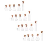 GALPADA 20 piezas Unidades Mini Botellas de Vidrio con Tapones de Corcho Frascos Transparentes Formas para Manualidades Decoración de Bodas y Fiestas Tarros Pequeños para Deseos y