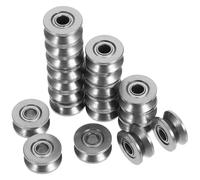 GALPADA 20piezas Rodamientos de Bolas de Acero al Carbono con Ranura V Poleas Miniatura para Guías de Carril Resistente y Fácil de Instalar Compatibles con Sistemas de Riel