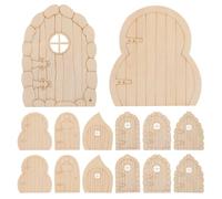 GALPADA 24 Piezas Mini Puerta Encantada de Madera Beige Detalles Pintados a Mano, Diseño Único y Fácil Instalación para Decoración en Pequeños Jardines y Cabañas de Hadas