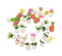 GALPADA 28 Piezas Mini Bonsai Tree Resin Pots Miniature Dollhouse Flower Plants Tiny Fake Greenery Micro Landscape Decoration For Desktop Shelves Window Sills