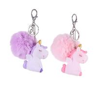 GALPADA 2piezas Llavero Unicornio Con Pelota De Piel Sintética Adornos Para Bolsos Para Amantes Elementos De Caricatura