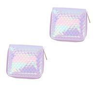 GALPADA 2piezas Monedero De Sirena Púrpura Diseño Brillante y Cierre De Cremallera Cartera Pequeña De PU para Niñas y Mujeres para Uso Diario y Ocasiones Especiales