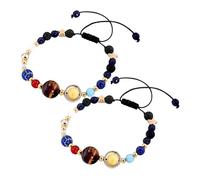 GALPADA 2piezas Pulsera Estrella Guardiana Para Mujer Temática Espacial Joyería Cuentas De Piedra Natural Ocasión