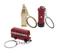 GALPADA 3 Llaveros de Recuerdo de Londres, Llavero Big Ben Dorado, Autobús y Buzón en Aleación de Zinc, Set de 3 Piezas, Souvenirs Turísticos para Viajeros y Regalos Originales