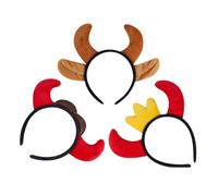 GALPADA 3 Piezas Diadema de Dibujos Animados Cuernos de Vaca para Halloween y Carnavales, Tejido Cómodo y Diseño Realista, Accesorio de Cosplay Fácil de Combinar para Adultos