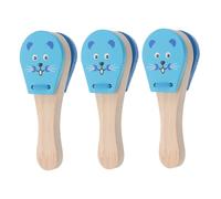 GALPADA 3 piezas Instrumentos Musicales de Madera para Bebés de Castañuelas Animales Diseño Ratón Ergonomía Ligero para Desarrollo Sensorial y Coordinación Infantil Educación Temprana