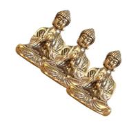 GALPADA 3 Piezas Mini Estatuas Budistas de Cobre Dorado Estilo Retro para Decoración de Escritorio y Sala, Ideales para Atraer Buena Fortuna y Ambiente Zen