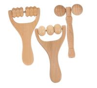 GALPADA 3 piezas Rodillos de Masaje de Madera Compactos para Uso Diario Masajeador Ergonómico para Hombros y Pies Herramienta Portátil y Ligera para Acupresión y Relajación