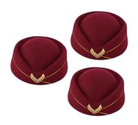 GALPADA 3 Piezas sombrero de azafata sombrero pastillero de azafata sombrero de fiesta sombrero rojo boina gorro hombre gorras de hombre disfraz de gorro de azafata gorra de azafata