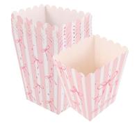 GALPADA 30piezas Cajas de Papel para Palomitas de Maíz Estilo Rayas Cajas de Dulces Lazo para Fiestas Carnavales y Noches de Cine Decoración de Escenario para Palomitas Varios estilos