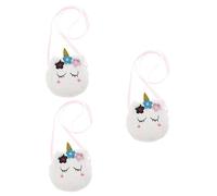 GALPADA 3piezas Bolsa De Hombro Unicornio para Niñas Mochila Cruzada De Almacenamiento Portátil Diseño Interactivo para Fiestas y Compras Materiales De Peluche Duraderos