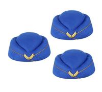 GALPADA 3piezas Sombrero De Azafata De Vuelo Para Mujer Gorro De Asistente Aeronáutico Para Cosplay y Actuaciones Musicales Color Azul Real