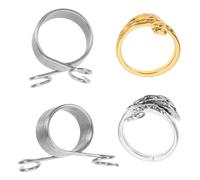GALPADA 4 Anillos de Crochet Guía de Hilo Rápida y Resistente de Acero Inoxidable para Tejer Dedos Abiertos para Crocheting and Knitting