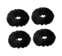 GALPADA 4 Coleteros Elásticos Peludos para Cabello Negro Diseño Simple, Material Compuesto, Ideales para Deportes y Bodas, Perfectos para Mujeres y Niñas