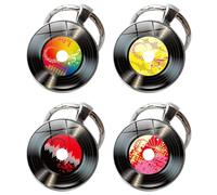 GALPADA 4 Llaveros Colgantes de Discos de Vinilo Vintage Colgantes Decorativos para Bolso y Llavero Accesorios Musicales para Fiestas y Regalos Amantes Música Conjunto de 4 Piezas