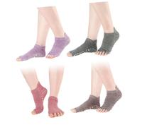 GALPADA 4 pares Calcetines Yoga Antideslizantes para Mujer Toeless con de Silicona Cómodos y Transpirables para Pilates Ballet y Barre Talla Única Colores Mezclados