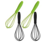 GALPADA 4 piezas Batidores Mini de Silicona y Acero Inoxidable Batidor Manual Compacto para Mezclar Batir y Cocinar Utensilio de Cocina Portátil para Repostería y Emulsiones