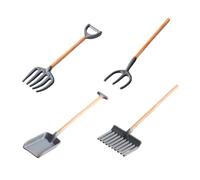 GALPADA 4 Piezas Herramientas de Jardinería para Mini Pala y Rastrillo Set de Granja Juguetes para Casa de Muñecas Decoración Jardín