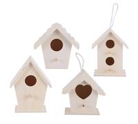 GALPADA 4 Piezas Kit DIY Nidos de Madera Decorativos Casas Colgantes para Pájaros Artístico para Jardín y Decoración de Viveros Creativo para Manualidades