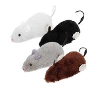 GALPADA 4 Piezas Ratón De Juguete Mecánico Enrollar Ratones para Gatos Operado Mecánico Terminar Gatito Interactivo Ratón Funcionar Pequeño Rata Largo Interior Roedor Felpa Color Aleatorio