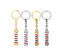 GALPADA 4 unids Barber Pole Llavero Barber Shop Sign Keychain Barber Gifts Turn Light Tool Colgante Llavero Peluquero Estilista Llavero, Como se muestra, 4PCS