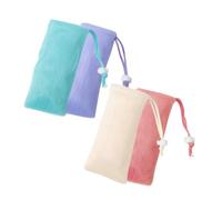 GALPADA 4piezas Bolsa de Burbujas de Jabón Funda para Jabón de Ducha Bolsa de Malla Portátil para Exfoliar Color Morado Verde Rosa para Baño y Camping
