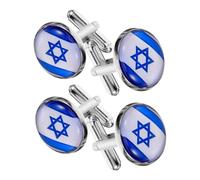 GALPADA 4piezas Cufflinks De Bandera De Israel Para Camisas y Trajes Botones De Manga Elegantes Para Hombres Accesorios De Moda Para Bodas y Eventos